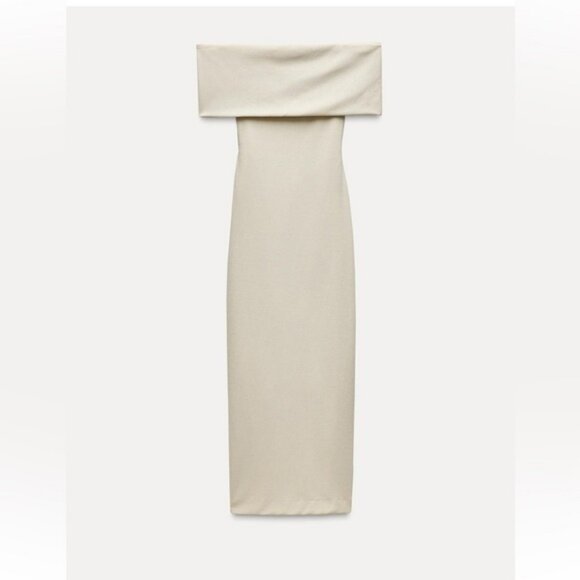 ZARA STRAPLESS MIDI DRESS - Picture 5 of 7